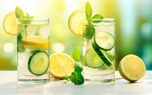 Rezeptidee Zitronen-Gurken-Minze-Wasser