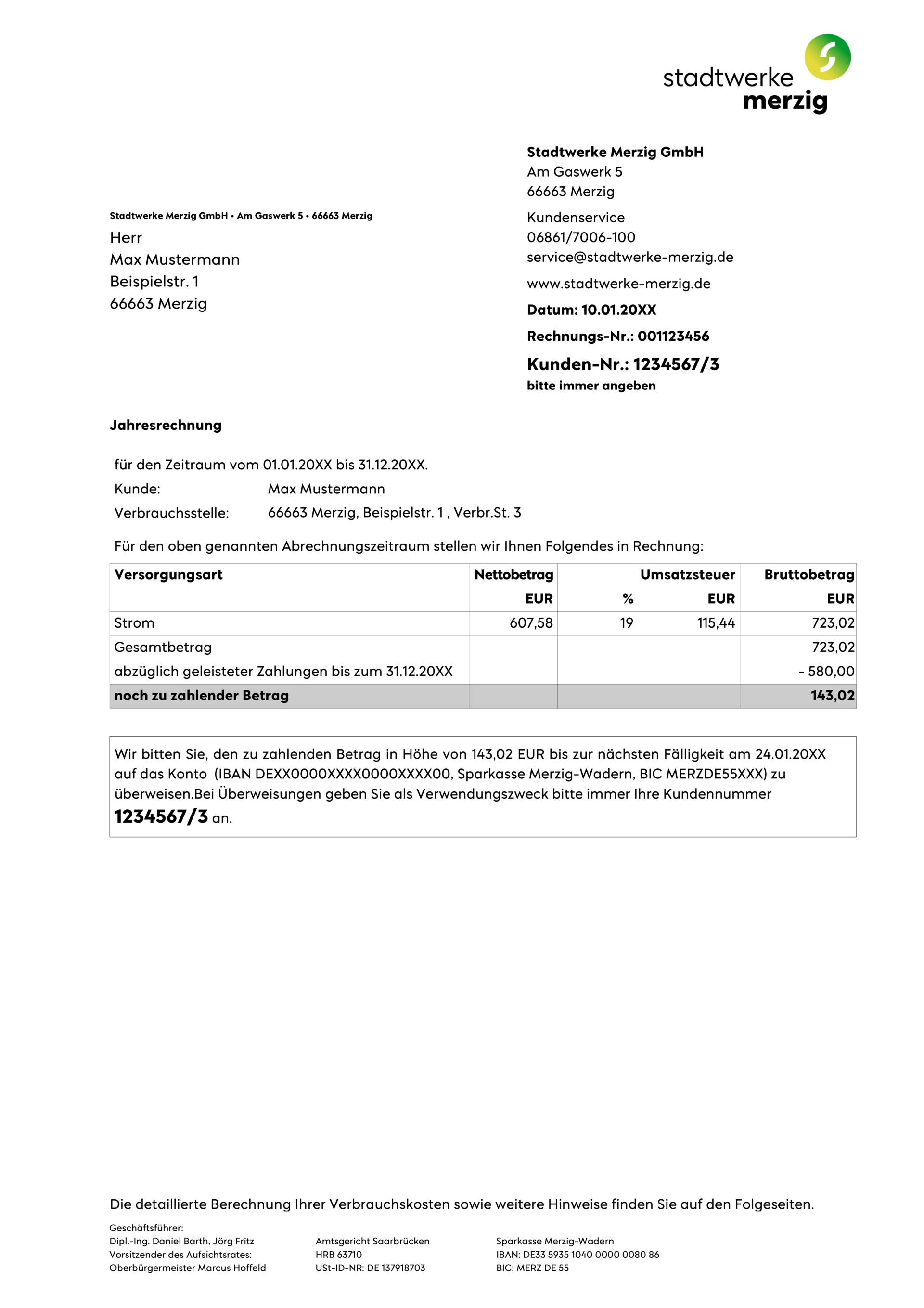 Musterrechnung Strom Seite 1