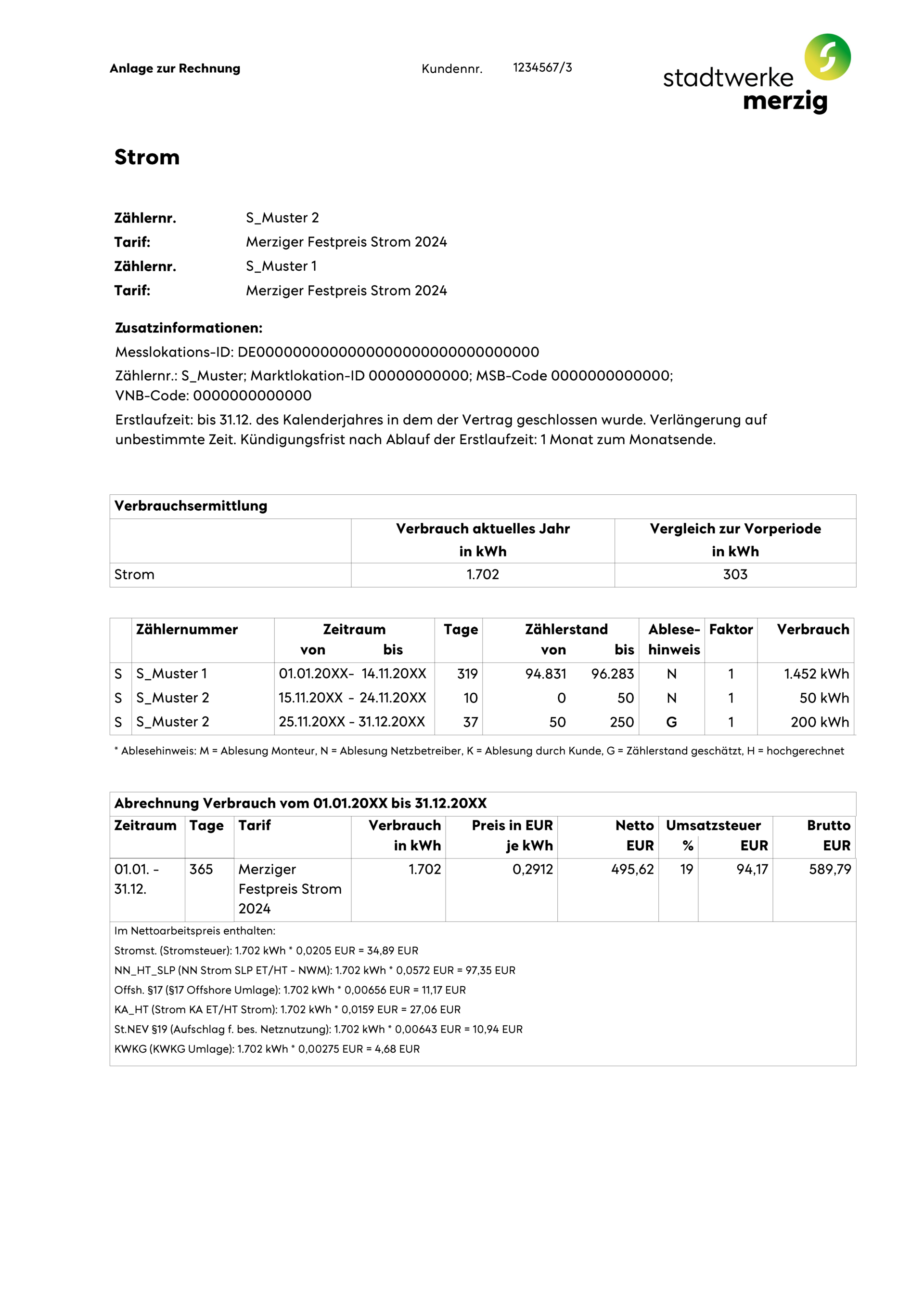 Musterrechnung Strom Seite 3
