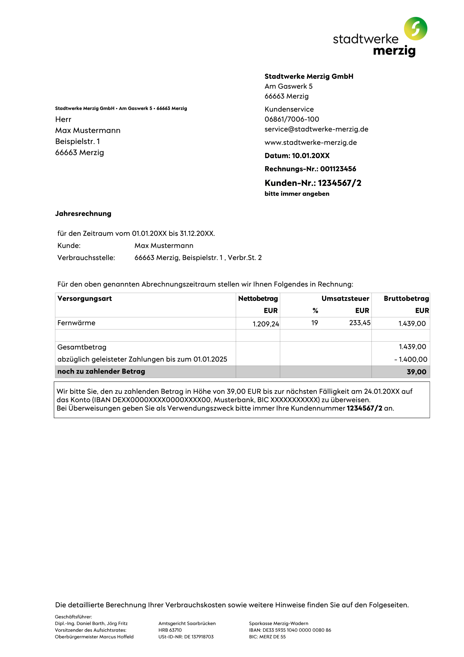 Musterrechnung Wärme Seite 1